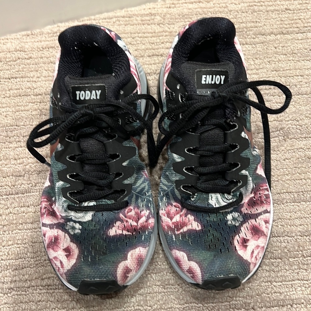 Nike ID custom floral sneaker with rose gold swish